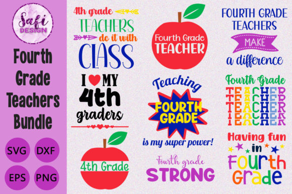 Fourth Grade Teachers Cut File Bundle for Crafts & Graphics