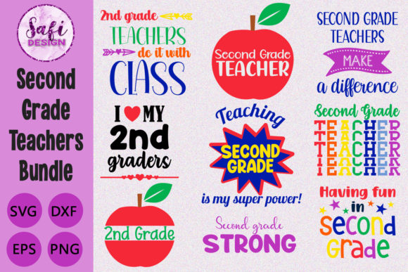 Second Grade Teachers Cut File Bundle: A Practical Graphic Design Asset for Crafts
